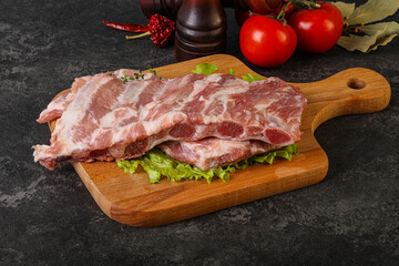 Raw pork ribs for cooking