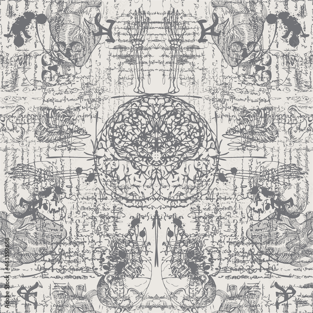 Poster vector image of abstraction in the style of old blurry manuscript graphics can be used as wallpaper 