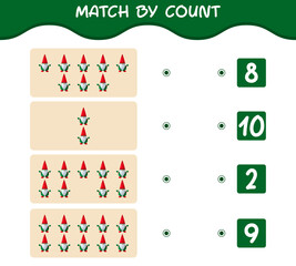 Match by count of cartoon gnome. Match and count game. Educational game for pre shool years kids and toddlers