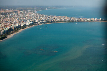 Fototapeta premium Aerial view of beaches in Maceio, Alagoas, Northeast region of Brazil