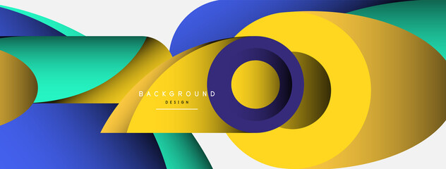 Abstract background. Minimal geometric circles and round style shapes with deep shadow effects. Trendy technology business template for wallpaper banner or background