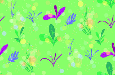 colorful leaves and circles pattern. Set of hand drawn vector.