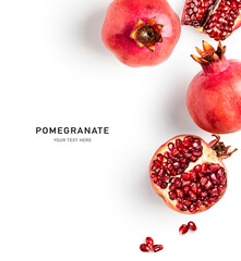 Pomegranate fruits creative layout.