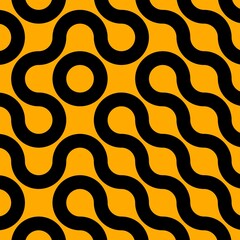 detailed intricate black striped design with a single circular shape all on a yellow gold background