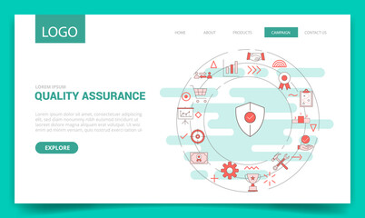qa quality assurance concept with circle icon for website template or landing page homepage