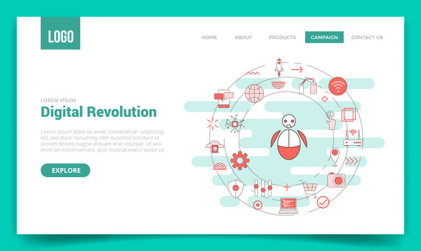 Digital Revolution Technology Concept With Circle Icon For Website Template Or Landing Page Homepage