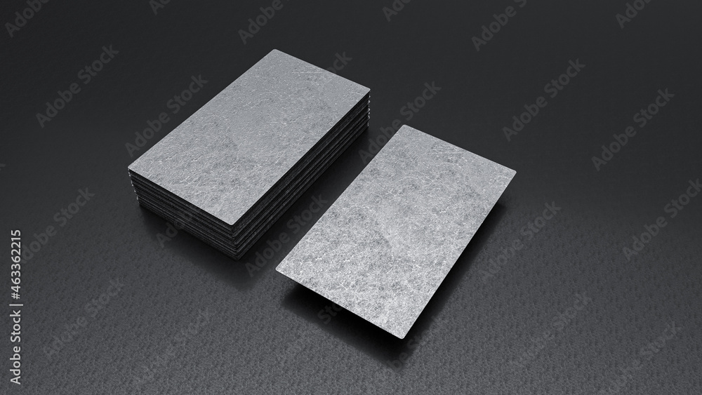 Poster 3d rendering of business card mockups isolated on a black background