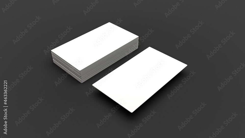 Poster 3d rendering of business card mockups isolated on a black background
