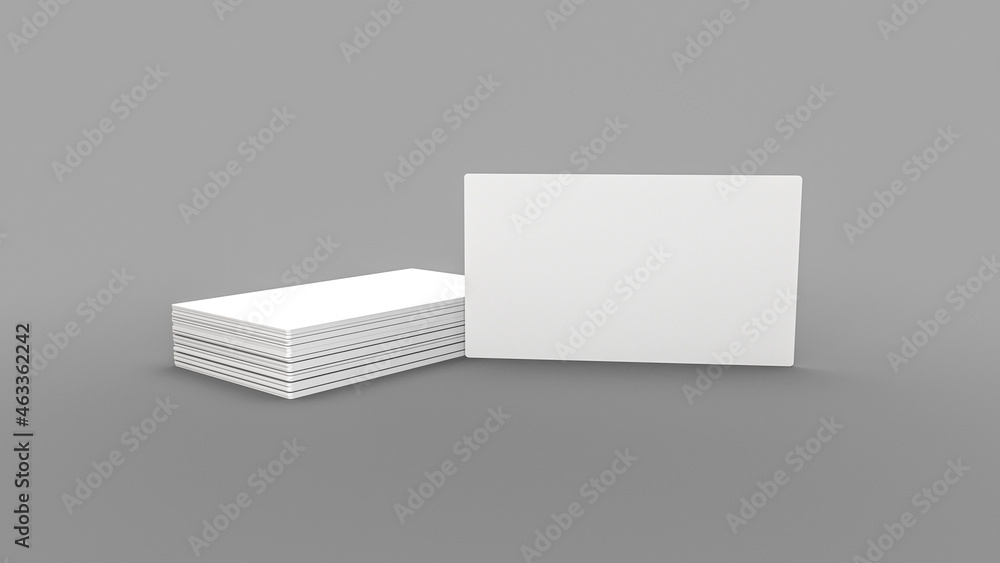 Poster 3d rendering of business card mockups isolated on a gray background