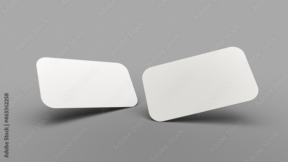 Poster 3d rendering of business card mockups isolated on a gray background