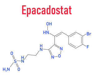 Epacadostat cancer drug molecule (indoleamine 2,3-dioxygenase inhibitor). Skeletal formula.