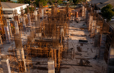 View looking from the top of the building construction site