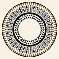 Fashionable round monochrome illustration. Black pattern in a minimalist style. Geometric background with different shapes, lines. Cyclical stylish boho style home decor poster.