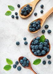 Blueberries on concrete background