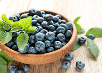Blueberries on wooden background