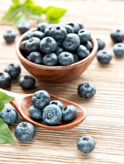 Blueberries on wooden background