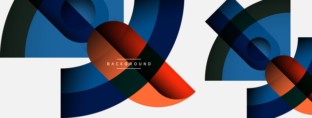 Geometric abstract background. Round shapes, circles, lines composition for wallpaper banner background or landing page