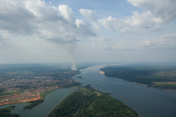 Naklejka na ściany i meble Aerial view of body of water - river - rivers. High quality photo