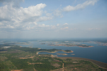 Aerial view of body of water - lake. High quality photo
