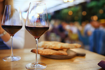 red wine glass restaurant, background bar wine tasting