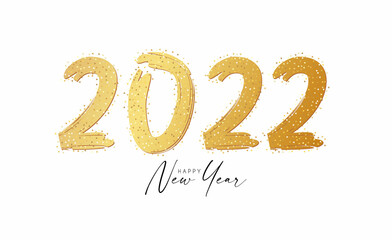 Obraz na płótnie Canvas Happy 2022 New Year Elegant Christmas congratulation with gold text.