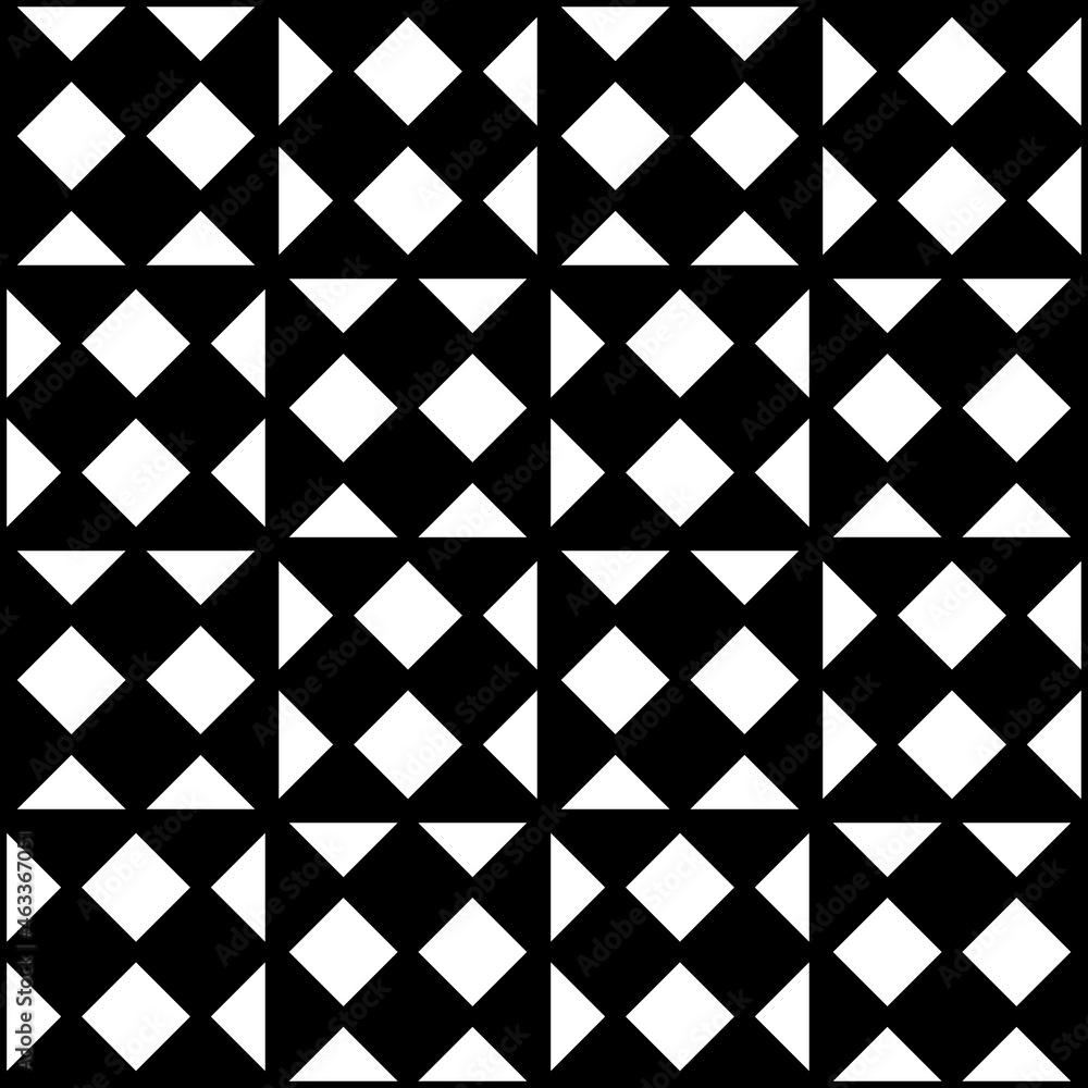 Poster there are six diamonds in each cell. chess black and white pattern layout. vector.