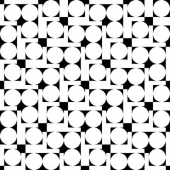 Geometric circles and rectangles in white. Vector strict geometric pattern.