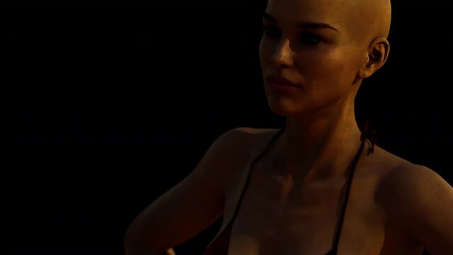 Beautiful bikini woman in the dark