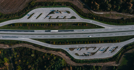 Obraz premium Beautiful road from above. Drone shot 