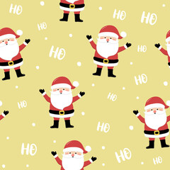 Design of seamless pattern with funny Santa Claus. Vector