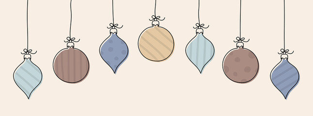 Concept of hanging Christmas balls. Vector