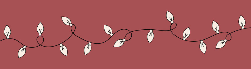 Christmas banner with hand drawn lights. Vector
