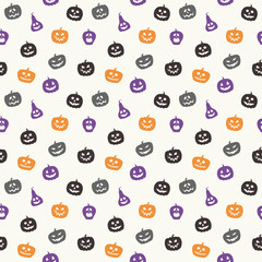 Creepy Halloween wallpaper with pumpkins. Seamless pattern. Vector