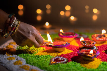 Diwali is a festival of lights celebrations by Hindus , Jains, Sikhs and some Buddhists - 463368800