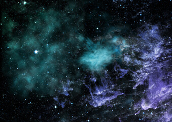 Far being shone nebula and star field against space.