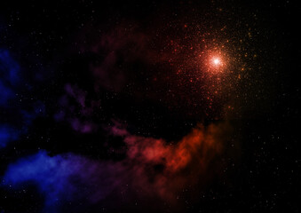 Small part of an infinite star field. 3D rendering