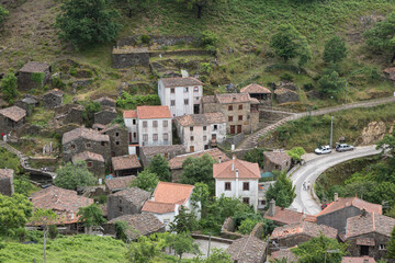 Fototapeta na wymiar cityscape over Candal Schist Village, Serra da Lousa, Lousa, Portugal