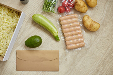 Food box meal kit of fresh ingredients and recipe blank order
