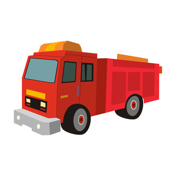 Flat fire truck icon. Flat design fire fighting equipment icon