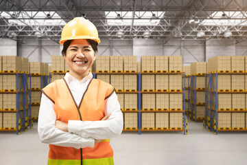 Asian worker in warehouse