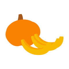 Whole and a piece of fresh pumpkin isolated on a white background.