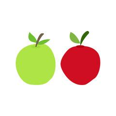 Red and green apple with vector illustration