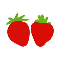 two strawberries on a blue background, flat illustration