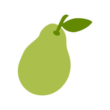 Pear vector flat material design object. Illustration isolated on a white background.
