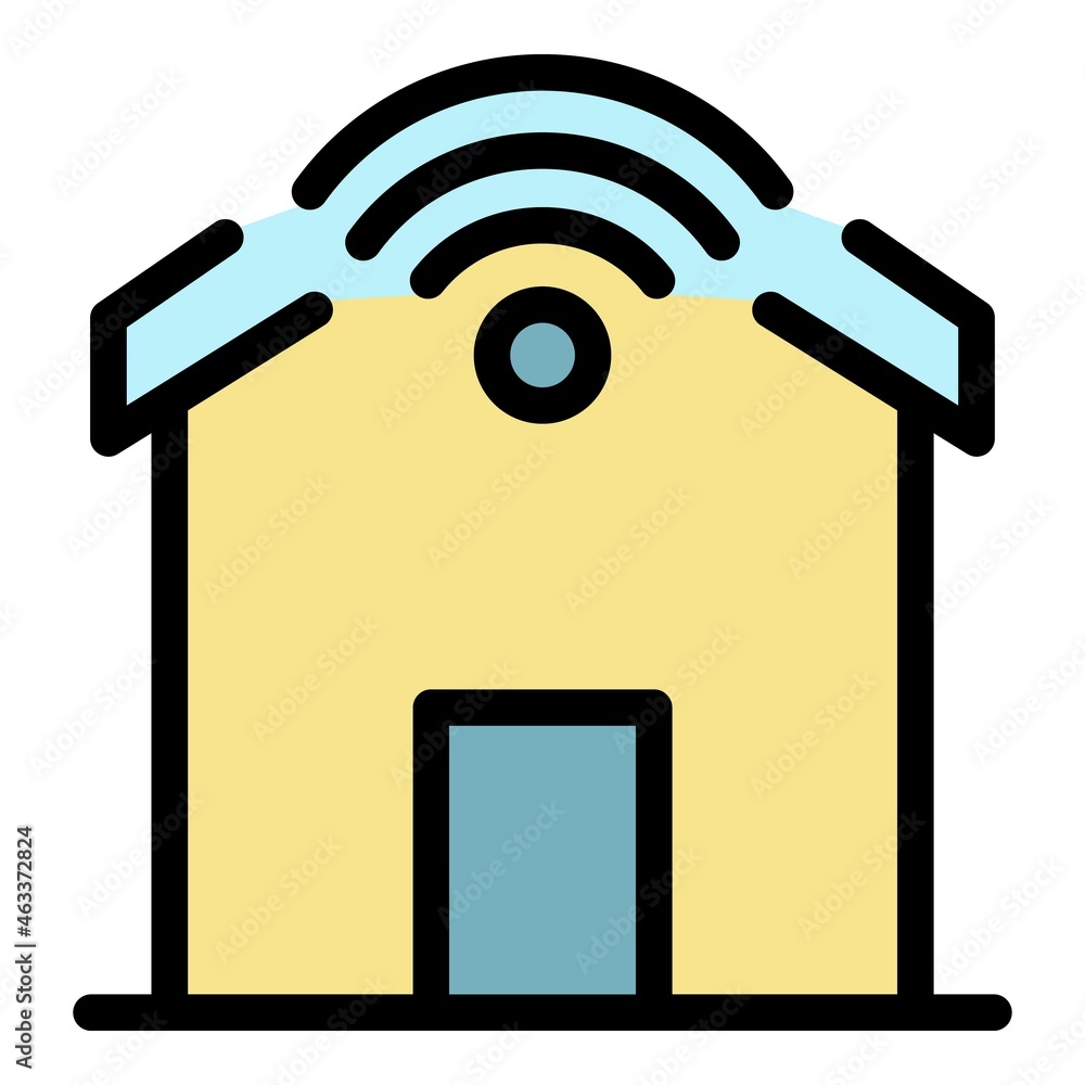 Poster wifi smart home icon. outline wifi smart home vector icon color flat isolated