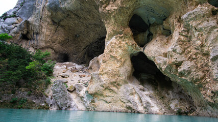 Rocks in the Verdon Gorge from the water side