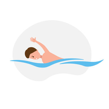 swimming man isolated illustration on white background. swimmer clipart.