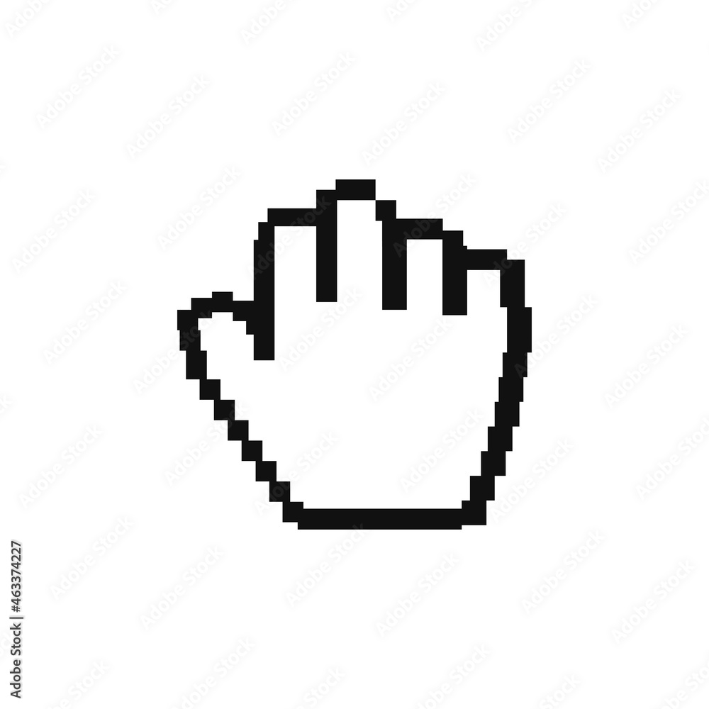 Poster pointer hand cursor icons. pixelated vector.