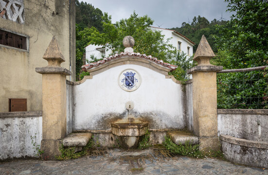 Chafariz - antique water fountain at Candal Schist Village, Serra da Lousa, Lousa, Portugal