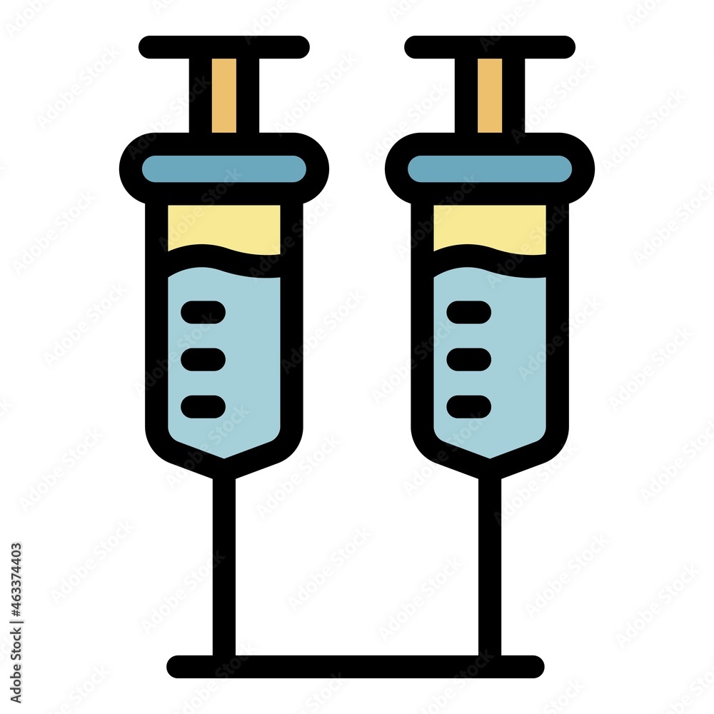 Poster syringe set icon. outline syringe set vector icon color flat isolated